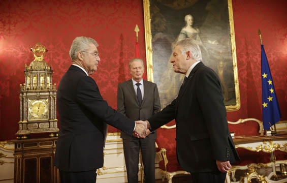 Bundesprsident Heinz Fischer, Vizekanzler Reinhold Mitterlehner und LH Josef Phringer 