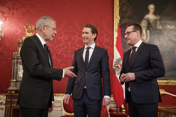 Bundesprsidenz Alexander Van der Bellen, VP-Chef Sebastian Kurz und FP-Chef Heinz Christian Strache